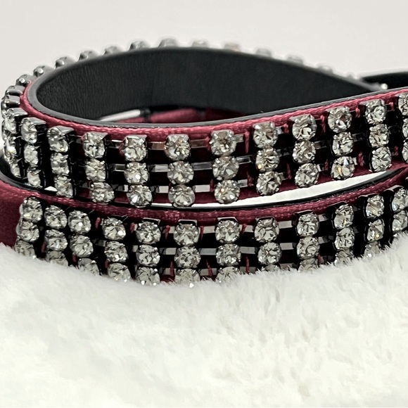 NWT Tory Burch CRYSTAL EMBELLISHED DOUBLE-WRAP VELVET BRACELET-- Imperial Garnet - Picture 2 of 11